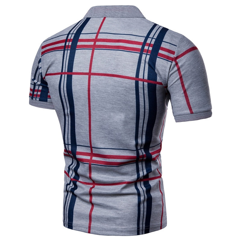 Camisa Masculina Men Plaid Polo Shirt