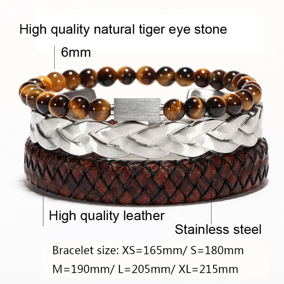 Men Casual Twisted Braiding Titanium Wires Cuff Bracelets