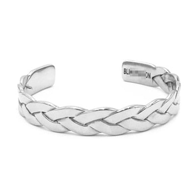 Men Casual Twisted Braiding Titanium Wires Cuff Bracelets