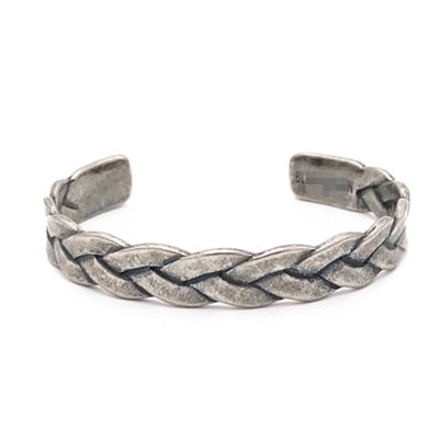 Men Casual Twisted Braiding Titanium Wires Cuff Bracelets