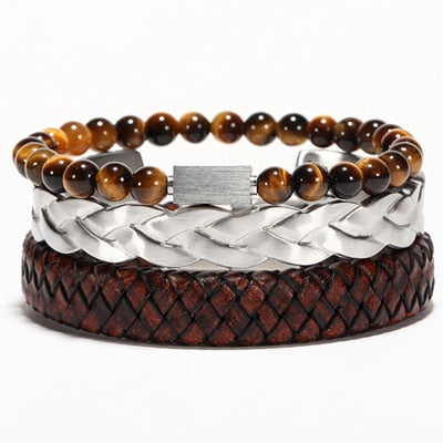 Men Casual Twisted Braiding Titanium Wires Cuff Bracelets