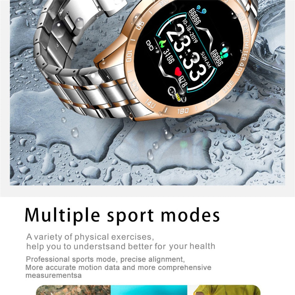 Men’s Luxury Steel Belt Smart Watch  Waterproof Sport Fitness Android Watch