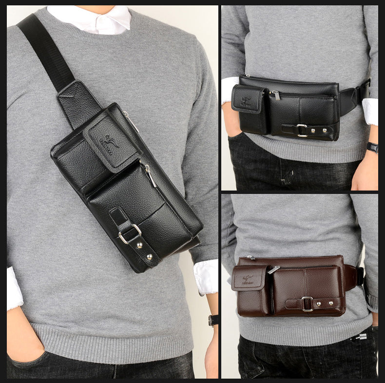 Luxury Waist Pack Men LeatherPack Chest Bag