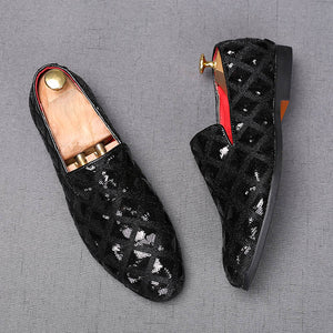 Men Casual Pointed Charm Sequins Flat Formal Oxfords Dress Shoes