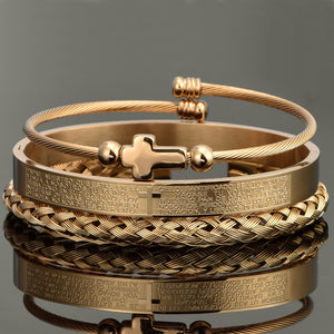 Luxury Set Stainless Steel Bracelet Cross Charm