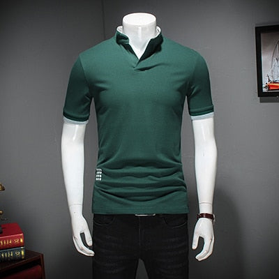 Men Cotton Casual Patchwork Short Sleeve Shirt