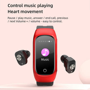 Unisex Smart Watch 2 In1 Multifunctional Wireless Bluetooth Earphone Fitness Tracker Watch