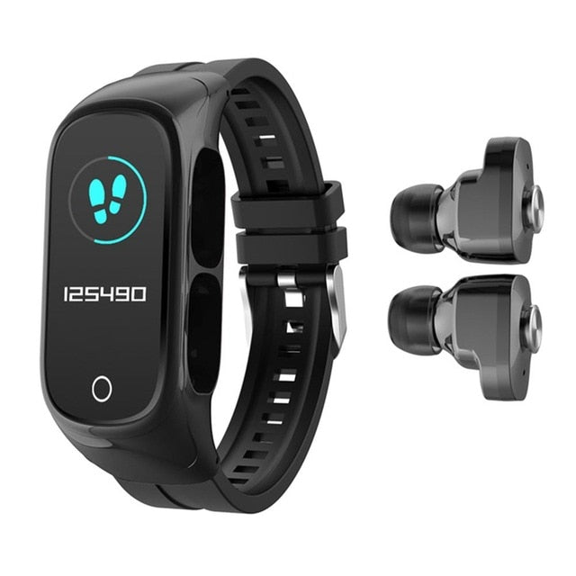 Unisex Smart Watch 2 In1 Multifunctional Wireless Bluetooth Earphone Fitness Tracker Watch