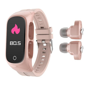 Unisex Smart Watch 2 In1 Multifunctional Wireless Bluetooth Earphone Fitness Tracker Watch