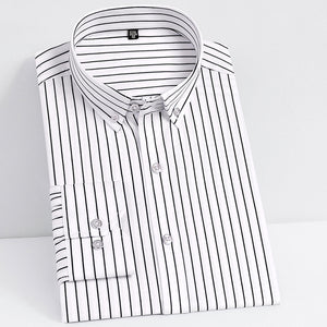 Casual Non-Iron Stretch Long Sleeve Striped Dress Shirt
