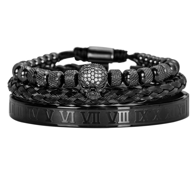 Handmade Bracelet with Micro Pave Skeleton Skull