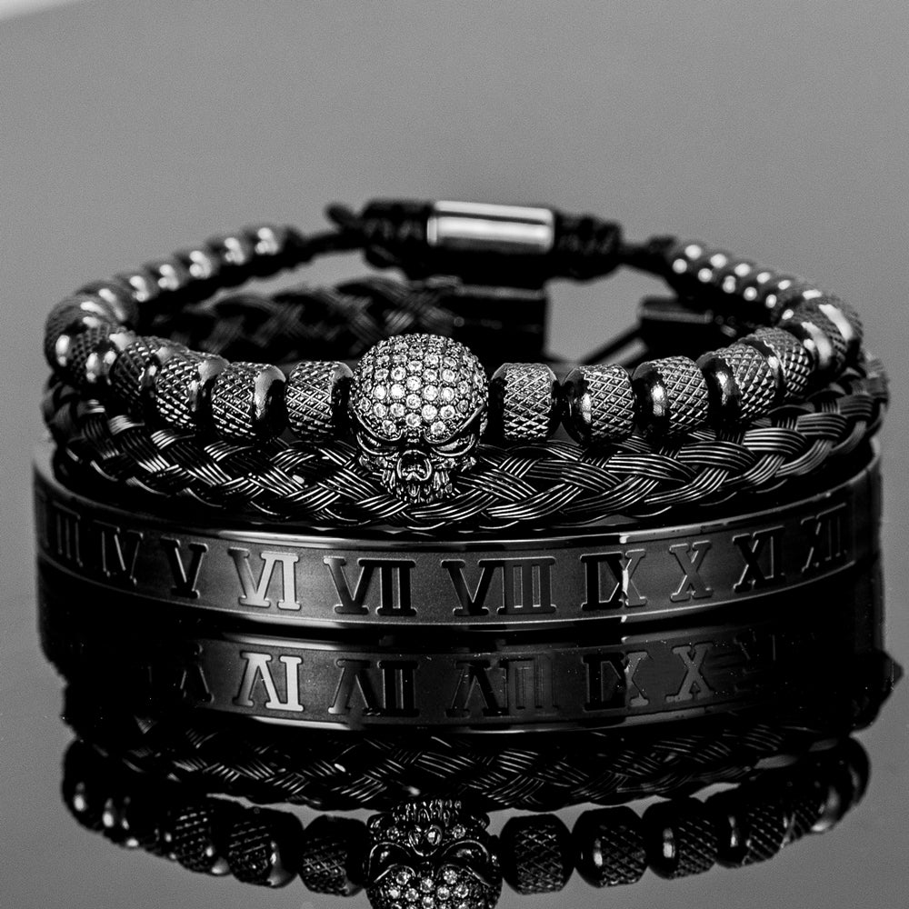 Handmade Bracelet with Micro Pave Skeleton Skull