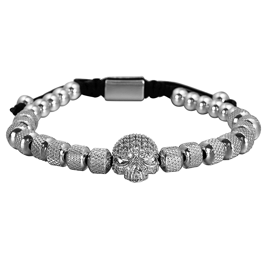 Handmade Bracelet with Micro Pave Skeleton Skull