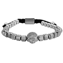 Load image into Gallery viewer, Handmade Bracelet with Micro Pave Skeleton Skull
