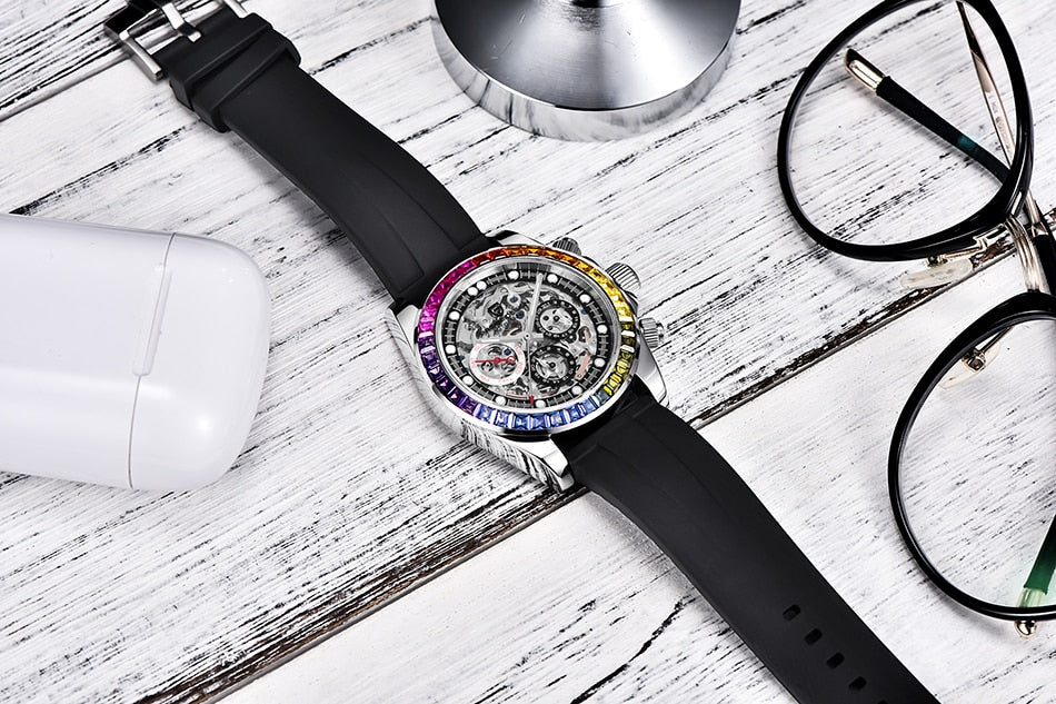 Men’s Automatic Mechanical  Skeleton Stainless Steel Waterproof Watch