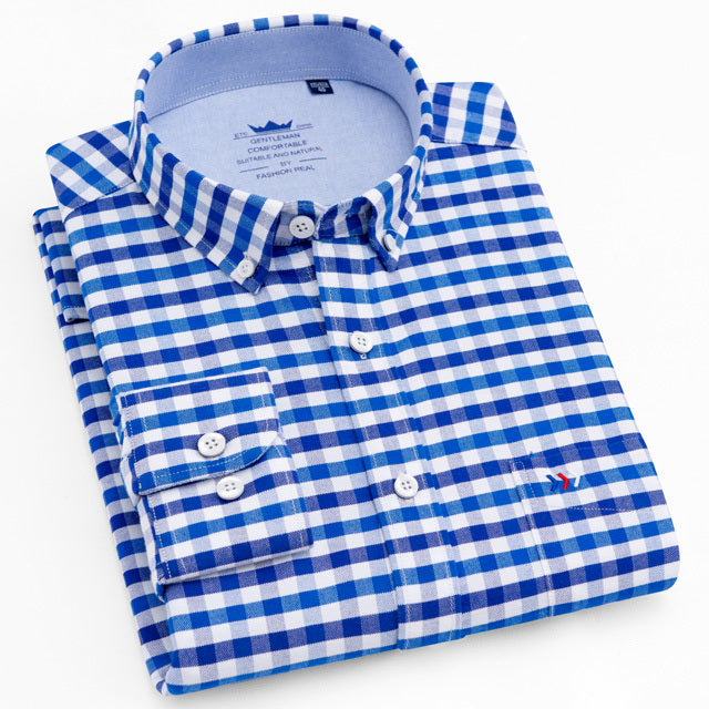 Men Casual 100% Cotton Oxford Striped Shirt