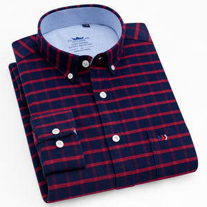 Men Casual 100% Cotton Oxford Striped Shirt