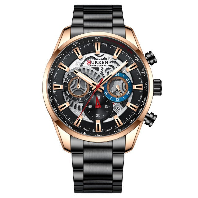 Mens Luxury Casual Quartz Wristwatches with Luminous Sport Chronograph Clock