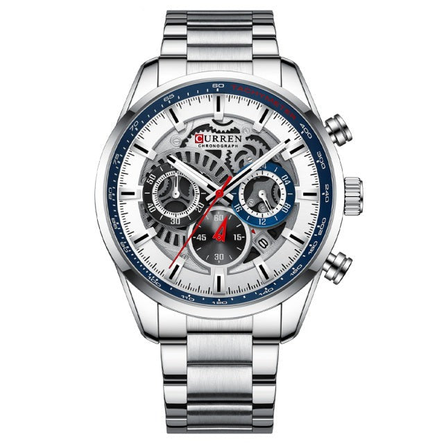 Mens Luxury Casual Quartz Wristwatches with Luminous Sport Chronograph Clock