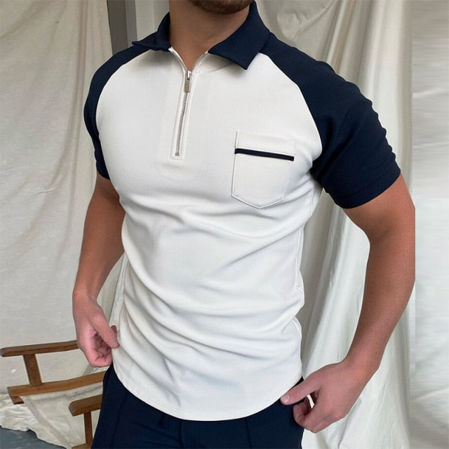 Patchwork Men Short Sleeve Polo Shirts