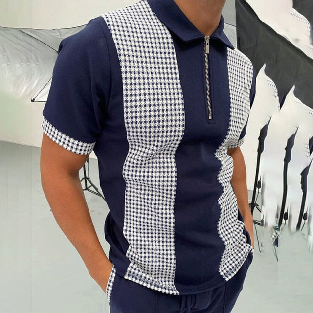 Patchwork Men Short Sleeve Polo Shirts