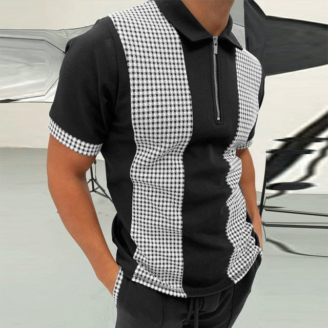 Patchwork Men Short Sleeve Polo Shirts