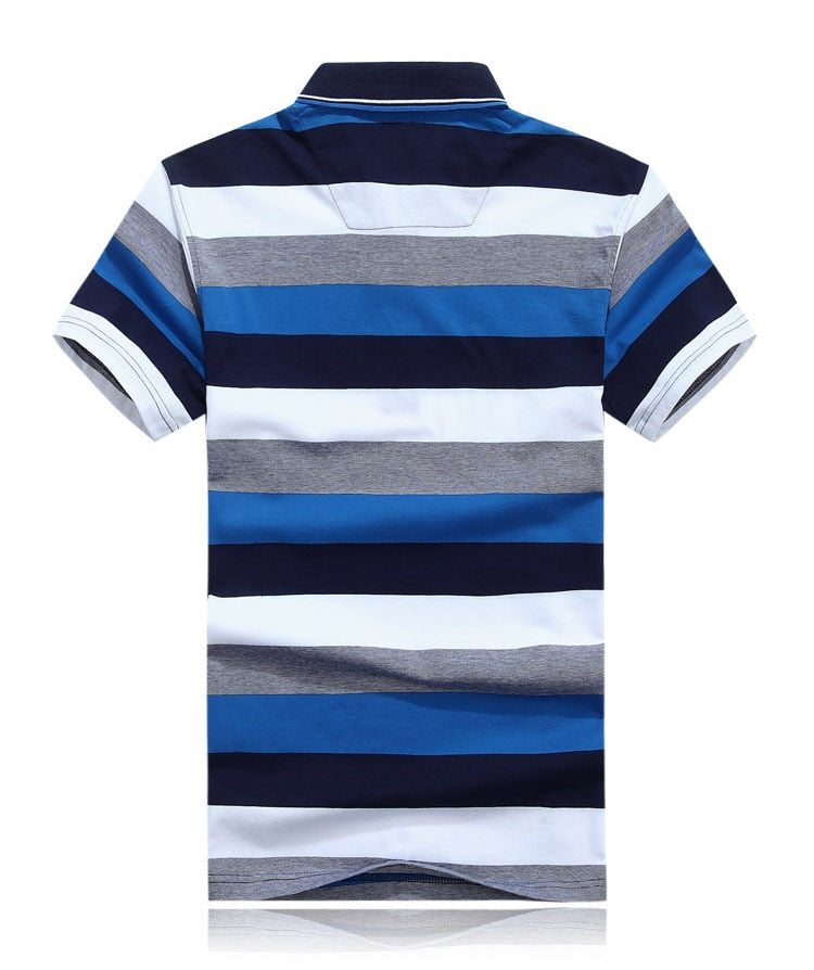 Striped Polo Shirt Men Casual Tops