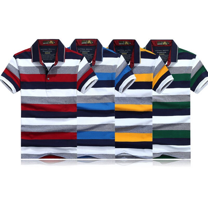 Striped Polo Shirt Men Casual Tops