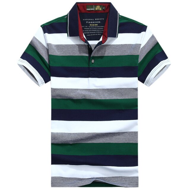 Striped Polo Shirt Men Casual Tops