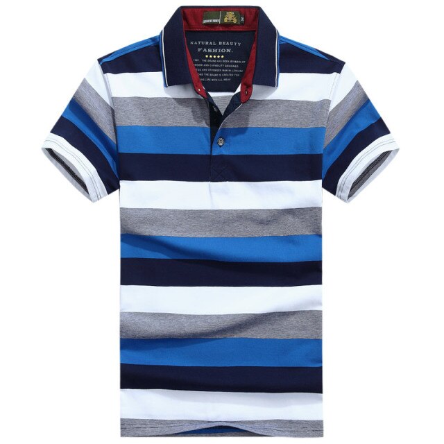 Striped Polo Shirt Men Casual Tops