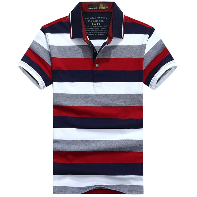 Striped Polo Shirt Men Casual Tops