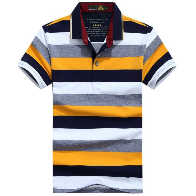 Striped Polo Shirt Men Casual Tops