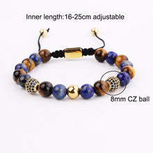 Load image into Gallery viewer, Gold Stainless Steel Bracelet with Roman Tiger Eye Stone
