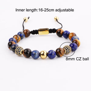 Gold Stainless Steel Bracelet with Roman Tiger Eye Stone