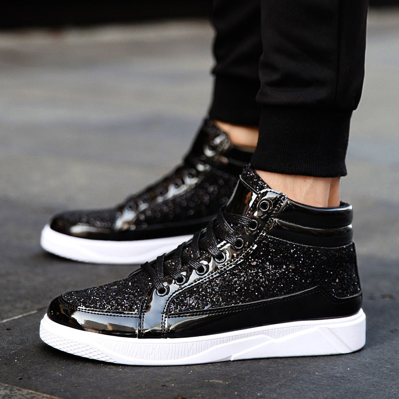 Sequin Men PU Leather Casual Fashion Sneakers