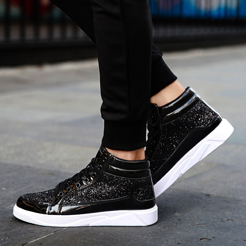 Sequin Men PU Leather Casual Fashion Sneakers