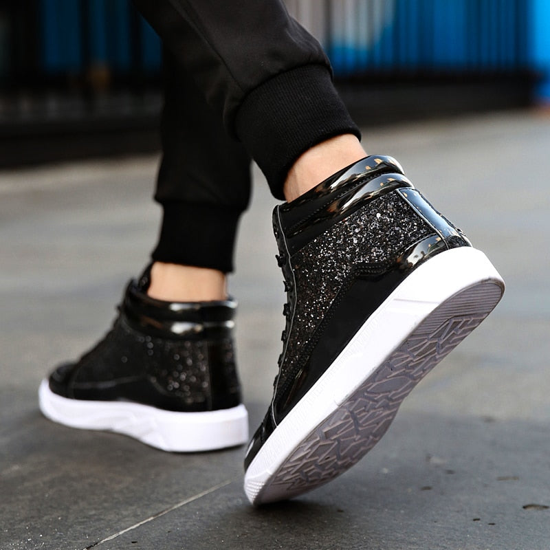 Sequin Men PU Leather Casual Fashion Sneakers