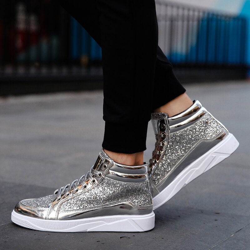 Sequin Men PU Leather Casual Fashion Sneakers