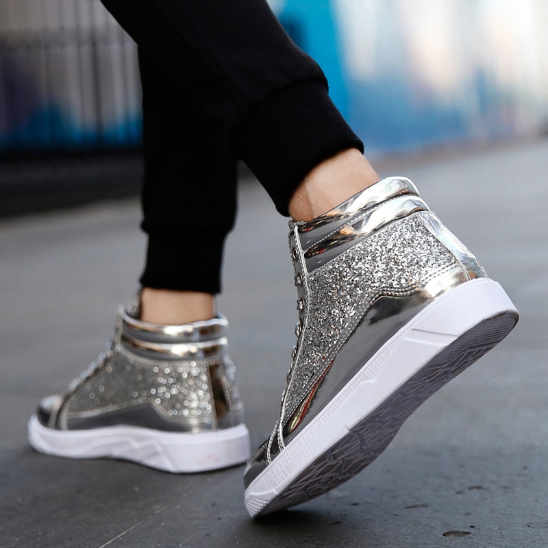 Sequin Men PU Leather Casual Fashion Sneakers