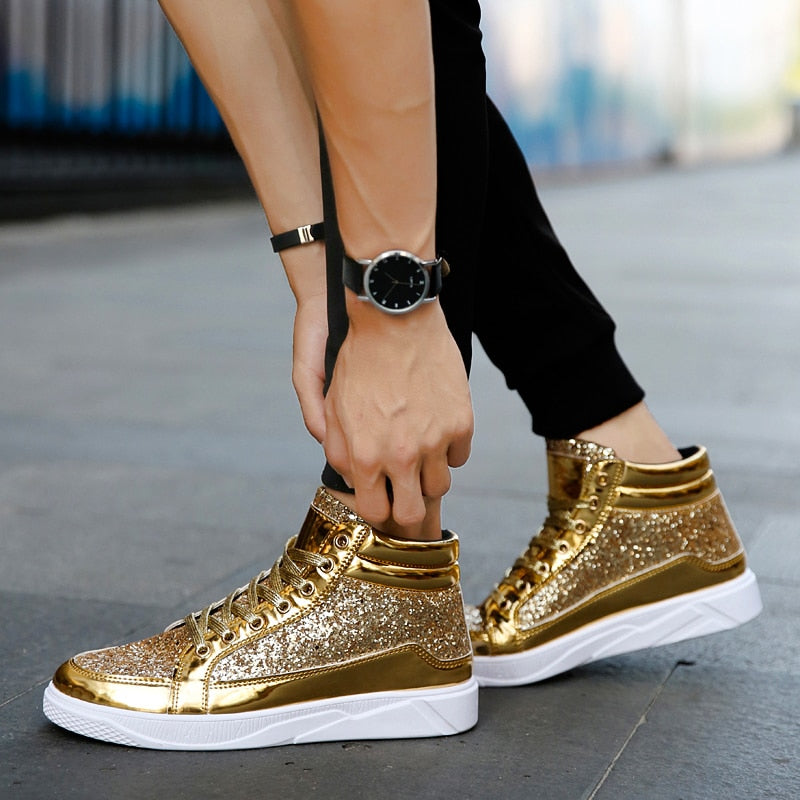 Sequin Men PU Leather Casual Fashion Sneakers