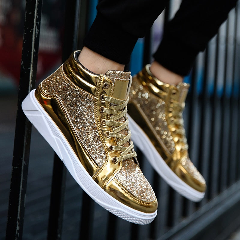 Sequin Men PU Leather Casual Fashion Sneakers