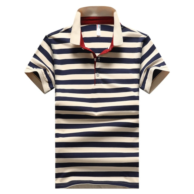 Stripe Slim Fit Men Polo Shirt Short Sleeve