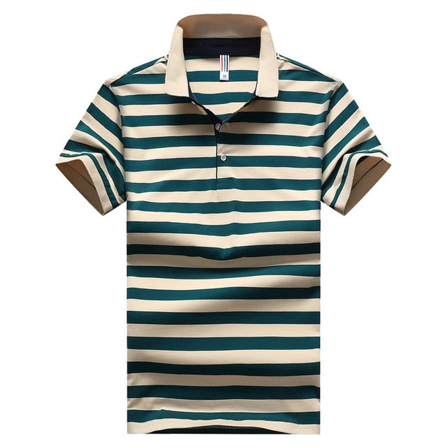 Stripe Slim Fit Men Polo Shirt Short Sleeve