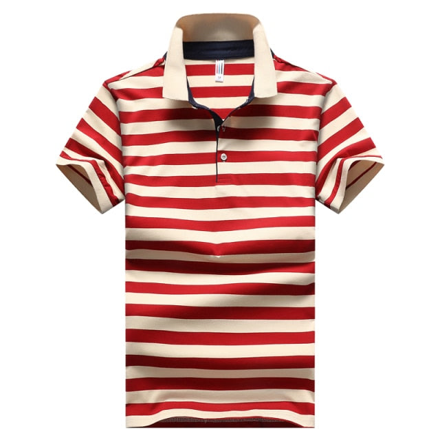 Stripe Slim Fit Men Polo Shirt Short Sleeve