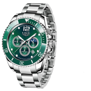 Sports Diver Clock Luxury Stainless Steel Waterproof Date Quartz Wristwatch