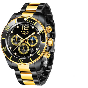 Sports Diver Clock Luxury Stainless Steel Waterproof Date Quartz Wristwatch