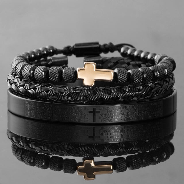 Luxury Set Stainless Steel Bracelet Cross Charm