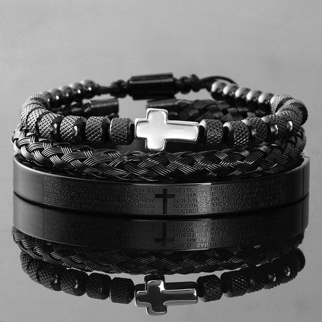 Luxury Set Stainless Steel Bracelet Cross Charm