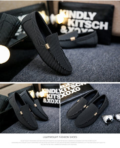 Men Strip Casual Slip-On Breatheable Loafers