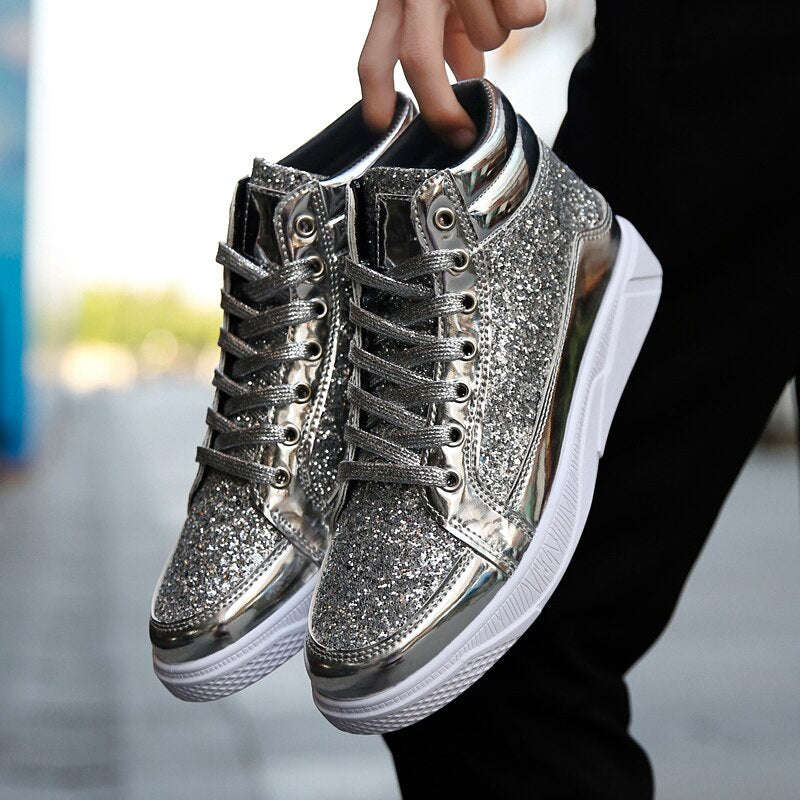 Sequin Men PU Leather Casual Fashion Sneakers